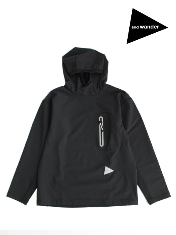 andwander｜アンドワンダー Women's hybrid warm pocket hoodie #black [5743284074]