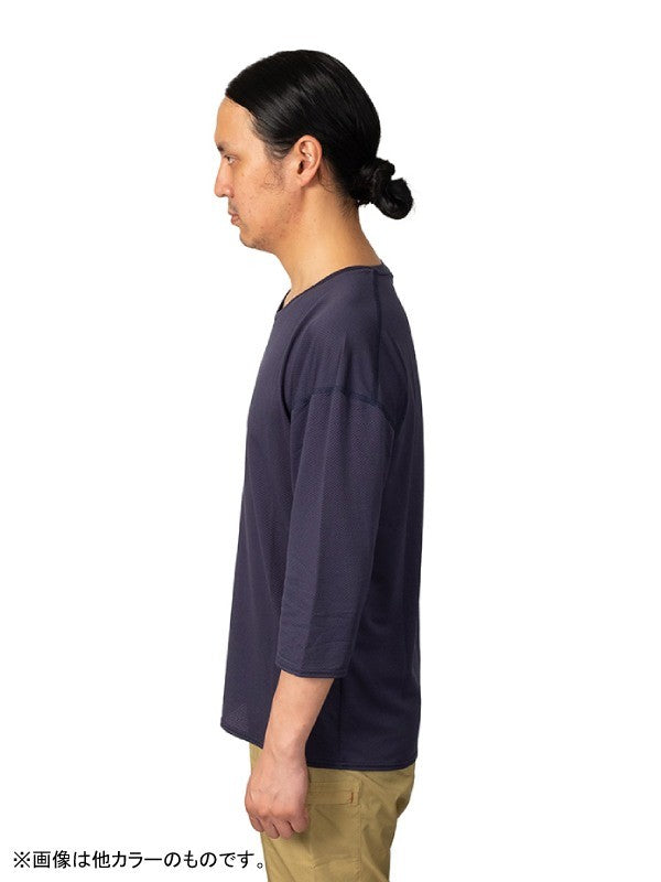 ウロコシャツ 七分袖 #スミイロ [041007]｜AXESQUIN