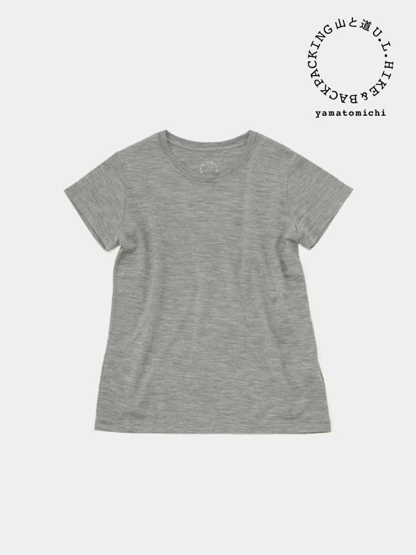 Woman's 100% Merino Light French Sleeve #Gray Marl｜山と道