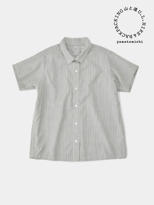 Women's Merino Short Sleeve Shirt #Black Stripe｜山と道 – moderate