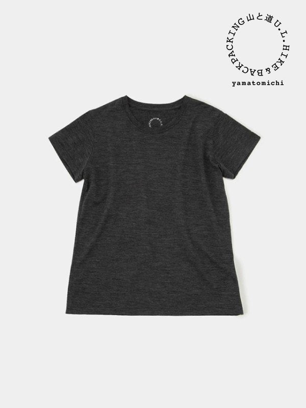 Woman's 100% Merino Light French Sleeve #Charcoal｜山と道 – moderate