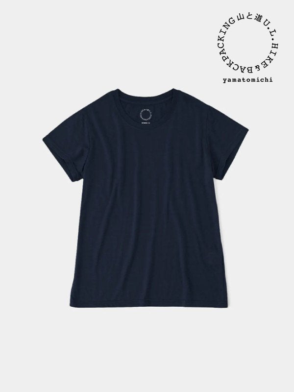 Woman's 100% Merino Light French Sleeve #Navy｜山と道 – moderate