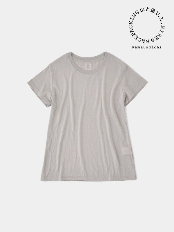 Woman's 100% Merino Light French Sleeve #Silver Cloud｜山と道 – moderate