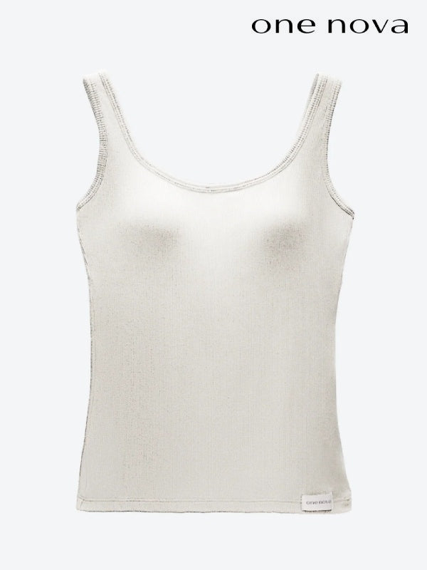 Ribbed 3D Bra Tank #White Wool [NV25022]｜one nova – moderate