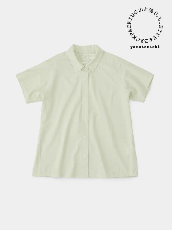 Women's Bamboo Short Sleeve Shirt #White Mint｜山と道