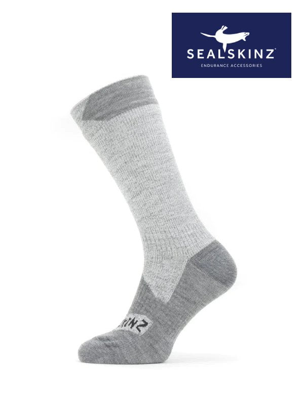 SEALSKINZ｜Waterproof All Weather Mid Length Sock #Grey/Grey Marl  [11100061-0000]