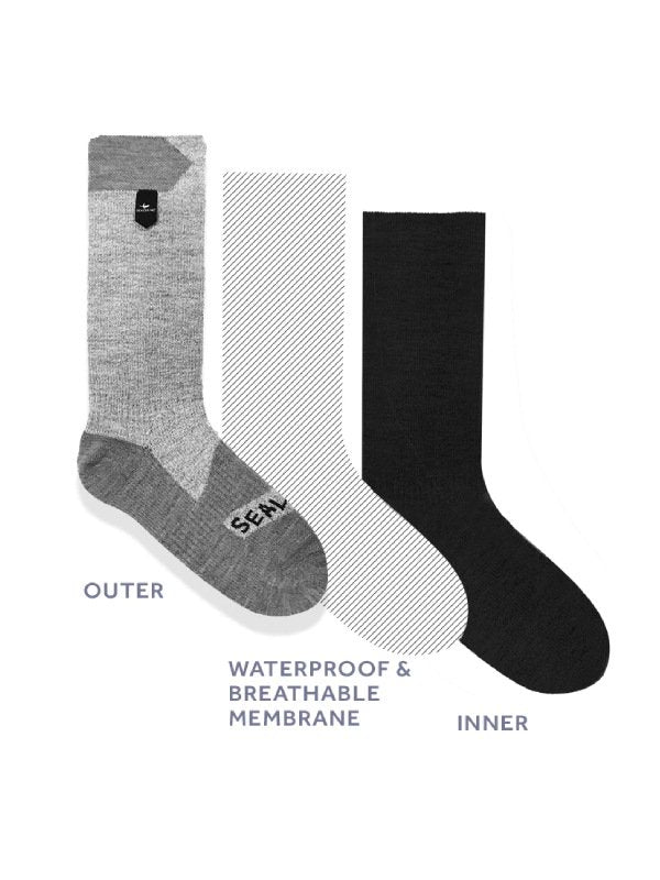 Waterproof All Weather Mid Length Sock #Grey/Grey Marl [11100061-0000]｜SEALSKINZ