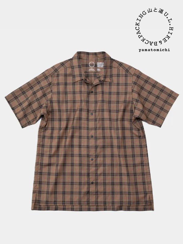 山と道｜ヤマトミチ M's Merino Short Sleeve Shirt #Brown Check