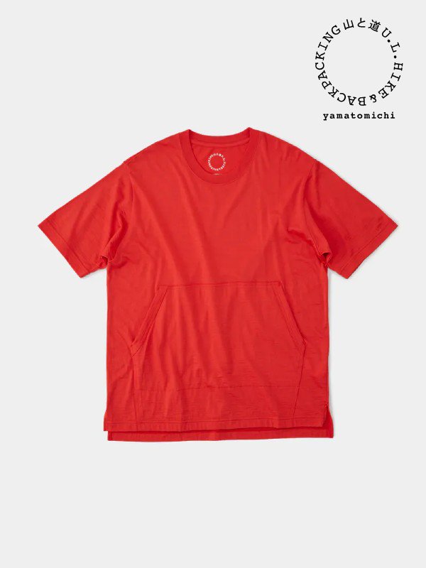 100% Merino Light Kangaroo Pocket (unisex) #Red｜山と道