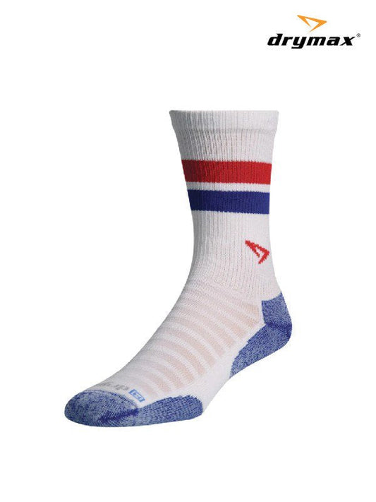Running LITE-MESH Crew #White with Royal/Red Stripes｜drymax