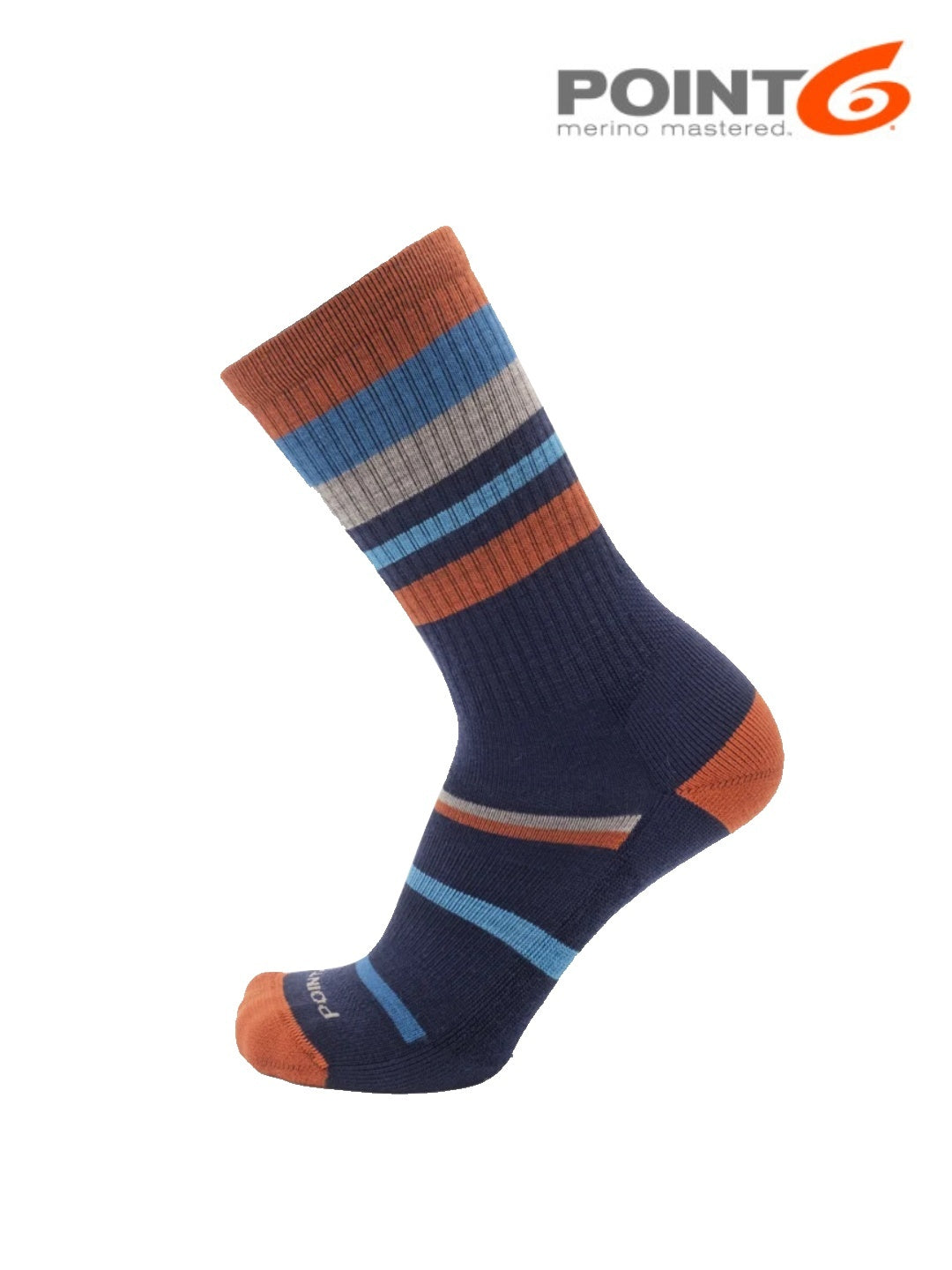 HIKING MIXED STRIPE LT CREW #Dark Navy [P62566、11-2566-233]｜POINT6