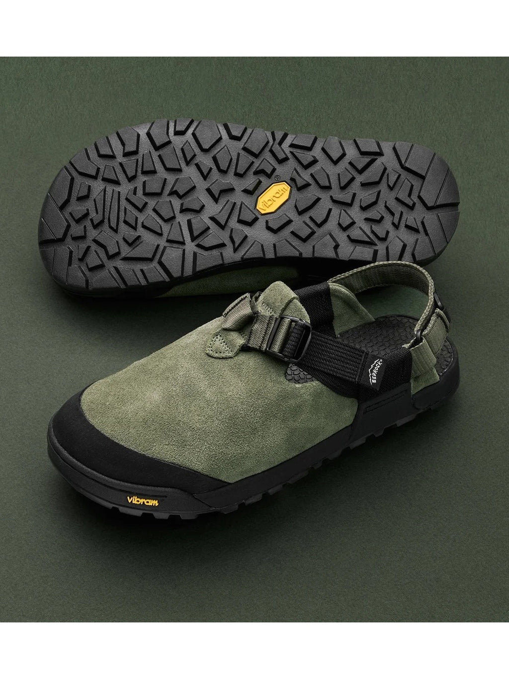 Mountain Clog Suede Leather #Sagebrush / Gray Upper - Charcoal Webbing [MC-SBG-0506]｜BEDROCK SANDALS
