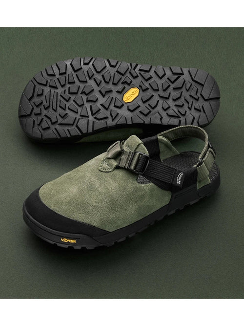Mountain Clog Suede Leather #Sagebrush / Gray Upper - Charcoal Webbing [MC-SBG-0506]｜BEDROCK SANDALS