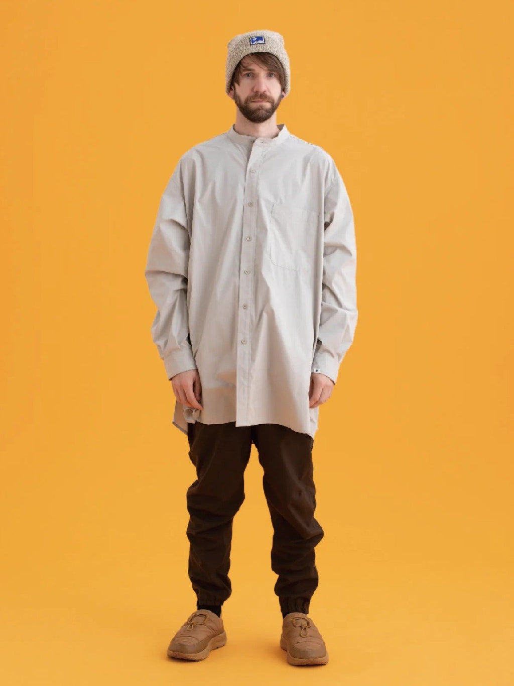 RELAX CAVE TYPEWRITER LONG BIG SHIRT #LIGHT BEIGE [PS232016]｜PAPERSKY WEAR