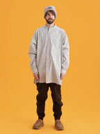 RELAX CAVE TYPEWRITER LONG BIG SHIRT #LIGHT BEIGE [PS232016]｜PAPERSKY WEAR