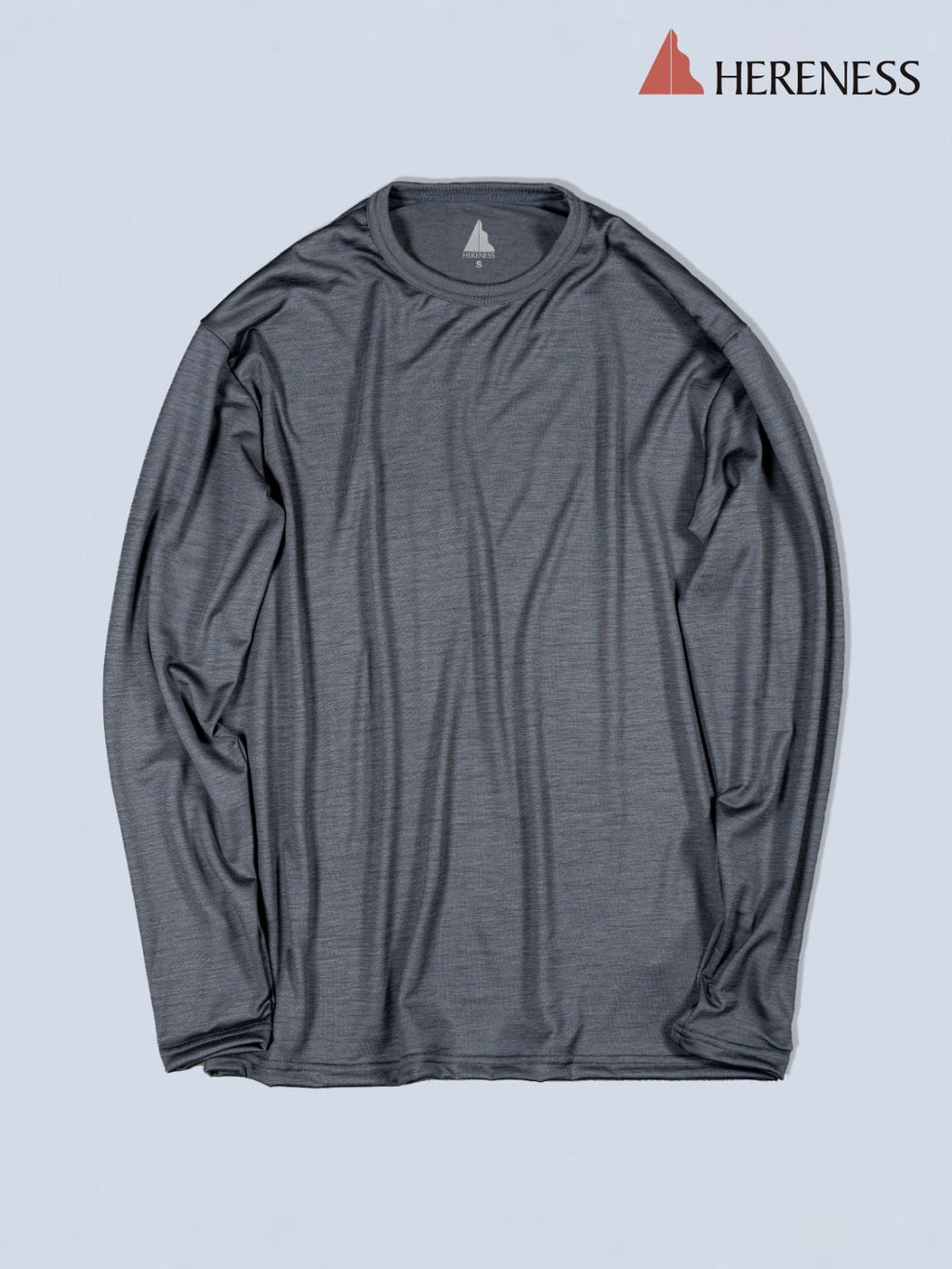 Smooth Wool T-Shirt Long Sleeve 2 #Volcanic Gray｜HERENESS