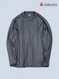 Smooth Wool T-Shirt Long Sleeve 2 #Volcanic Gray｜HERENESS