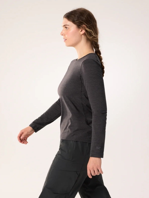 Women's Taema Crew LS #Black Heather [L08487600]｜ARC'TERYX