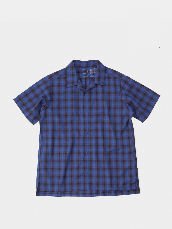 Men's Merino Short Sleeve Shirt #Blue Gingham｜山と道 – moderate