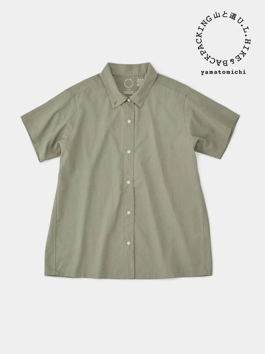 Woman's Bamboo Short Sleeve Shirt #Olive Ash｜山と道
