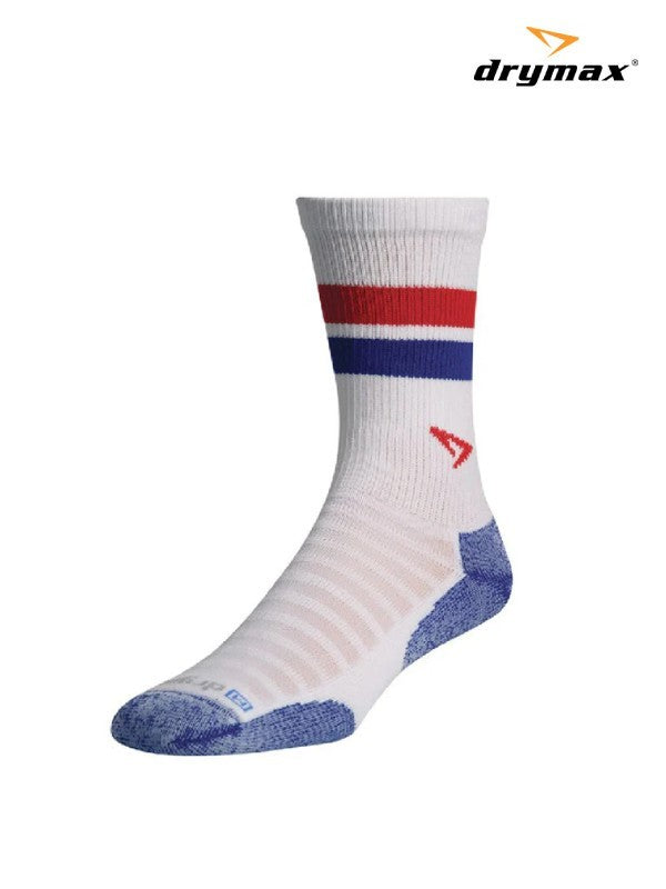 Running LITE-MESH Crew #White with Royal/Red Stripes｜drymax