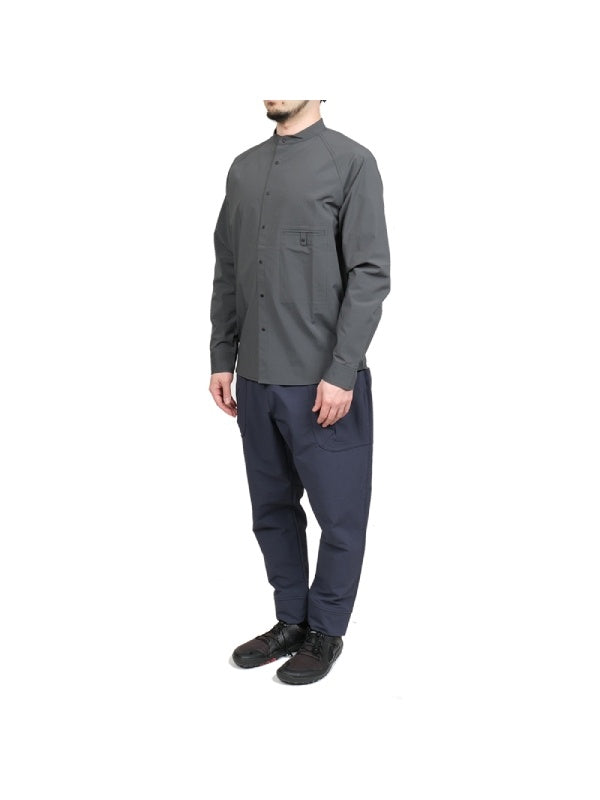 ソフトシェルのバンドカラーシャツ #ケシズミイロ [021091]｜AXESQUIN