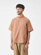 シアサッカーの半袖プルオーバーシャツ #レンガイロ [21117]｜AXESQUIN