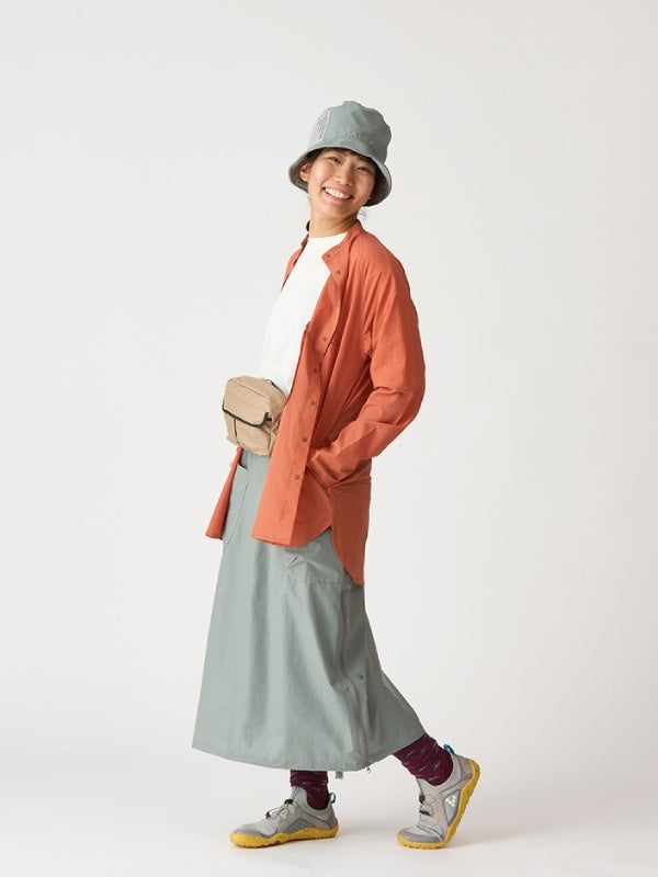 軽くて涼しいロングシャツ #マンゴ [21101]｜AXESQUIN