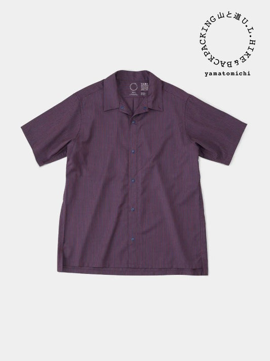 Men's Merino Short Sleeve Shirt #Bordeaux Stripe｜山と道
