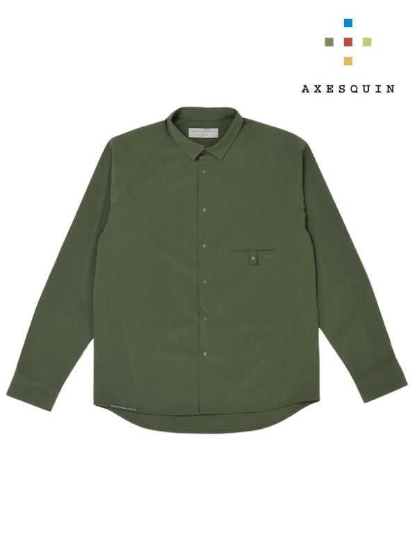 ソフトシェルのショートカラーシャツ #センザイミドリ [021090]｜AXESQUIN【Outlet_20】