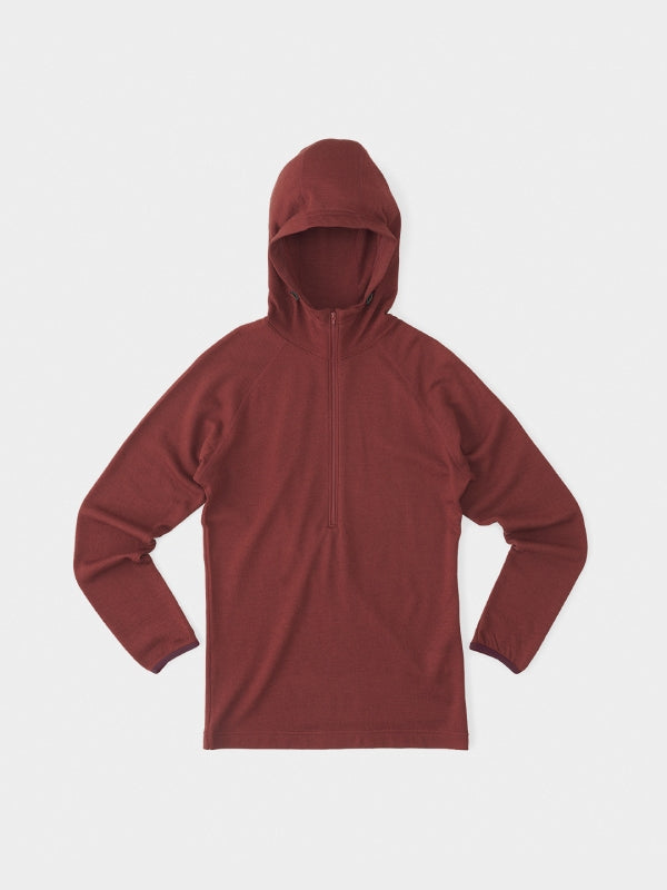 DF Mesh Merino Half Zip Hoody #Brick Red｜山と道