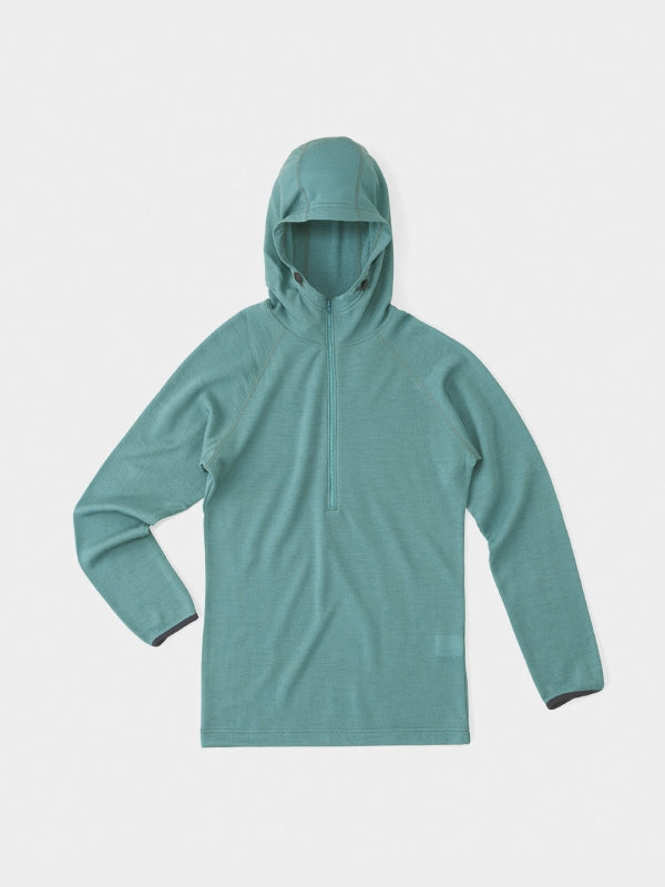DF Mesh Merino Half Zip Hoody #Peacock Green｜山と道