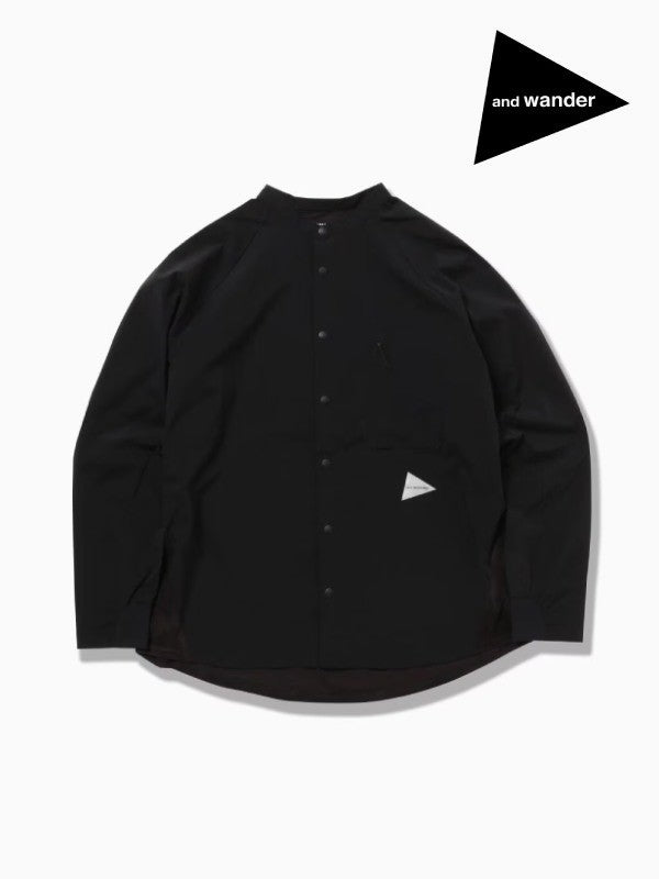 Women's fleece bas band collar shirt #010/black [4253121]｜and wander