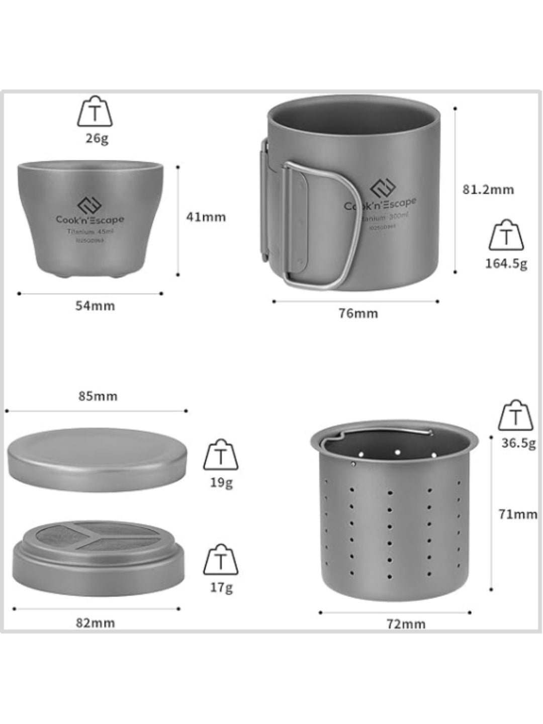 チタン マグ7点セット CA2106 [K0627]｜COOK'N'ESCAPE