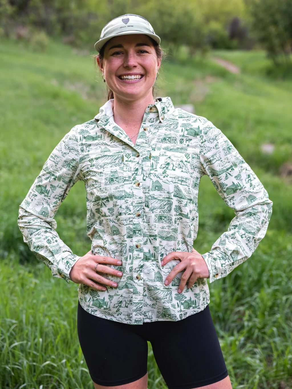 TRIPLE CROWN BUTTON DOWN LONG SLEEVE #Trail Madness Green｜Jolly Gear