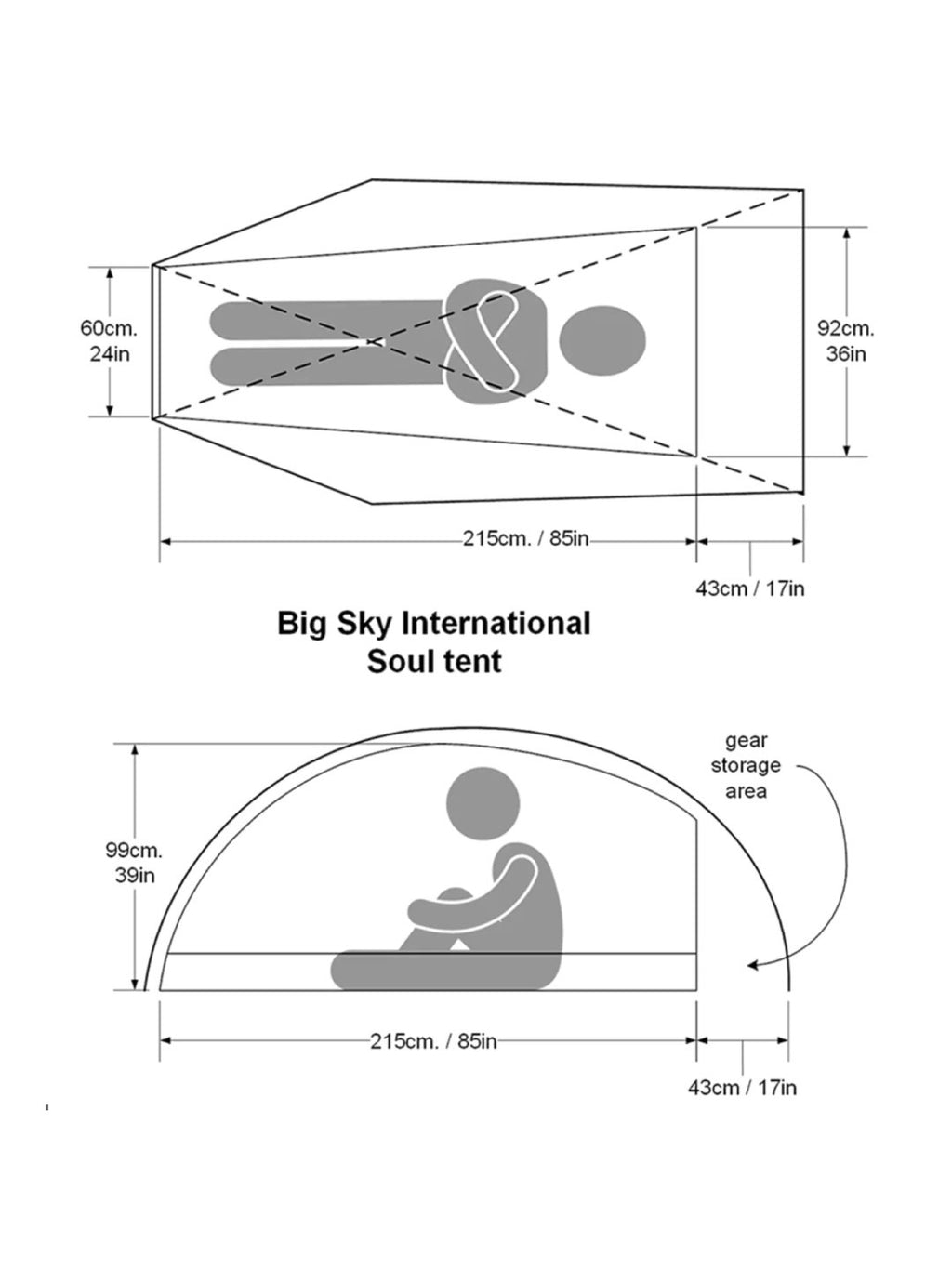 Soul 1P tent 30cm shorter Poles Bikepacking version #Granite Gray｜BIG SKY INTERNATIONAL