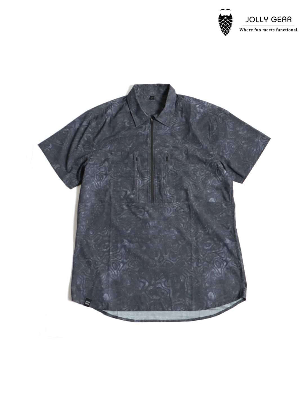 TRIPLE CROWN ZIP DOWN SHORT SLEEVE #ABSTRACT BLACK TOPO [TC’BD-USS]｜Jolly Gear