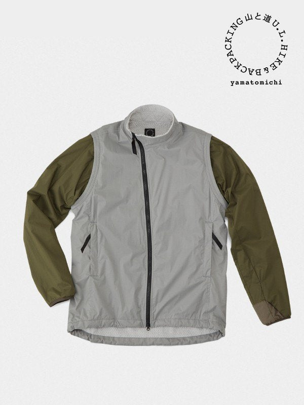 Men's Light Alpha Vest/Jacket #Light Gray x Olive｜山と道