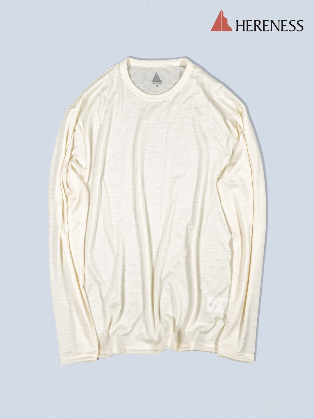 Smooth Wool T-Shirt Long Sleeve 2 #Wool Beige｜HERENESS