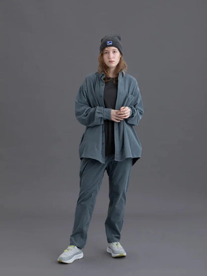 HIKE&BIKE CAVE CORDUROY BIG SHIRT #BLUEGRAY [PS232008]｜PAPERSKY WEAR