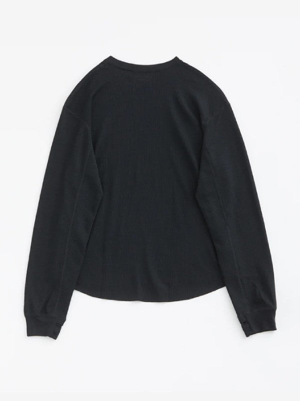 MERINO WAFFLE LONG T-SHIRTS #BLACK [PS232018]｜PAPERSKY WEAR