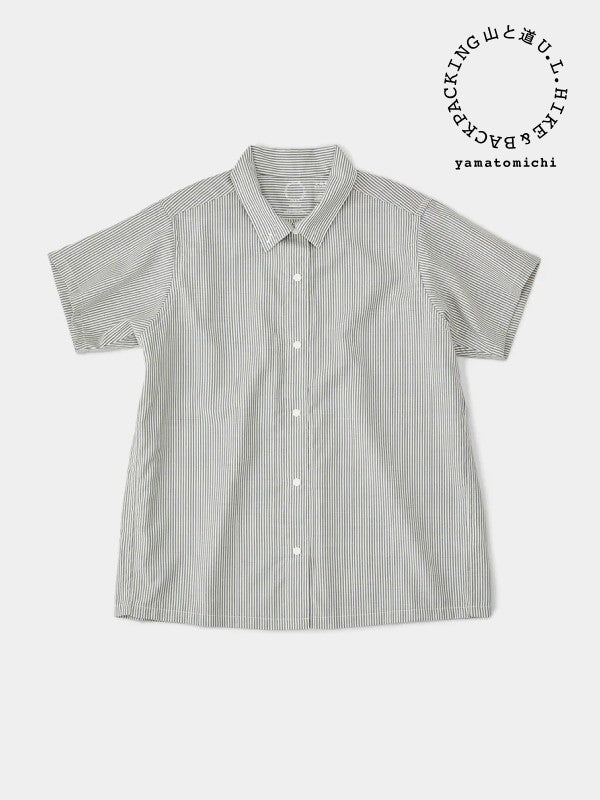 Woman's Merino Short Sleeve Shirt #Black Stripe｜山と道
