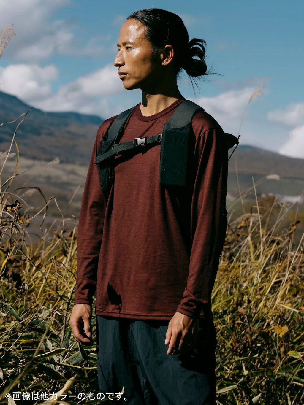 Smooth Wool T-Shirt Long Sleeve 2 #Volcanic Gray｜HERENESS