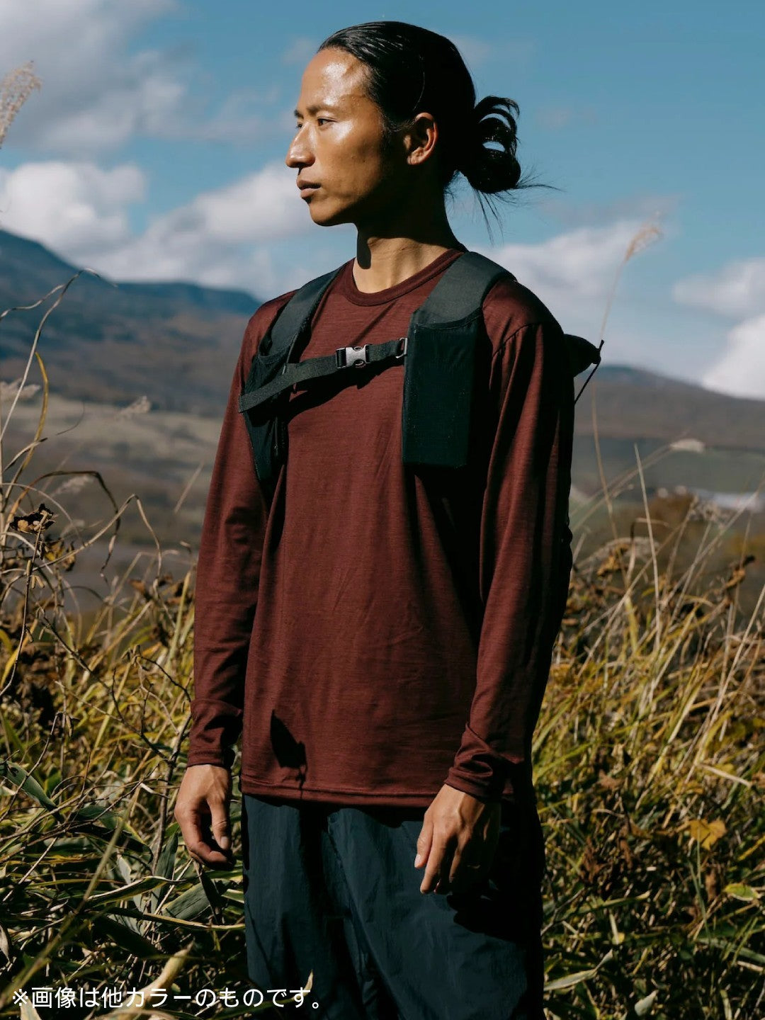 Smooth Wool T-Shirt Long Sleeve 2 #Volcanic Gray｜HERENESS