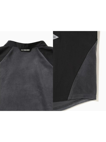 Women's fleece bas band collar shirt #022/charcoal [4253121]｜and wander