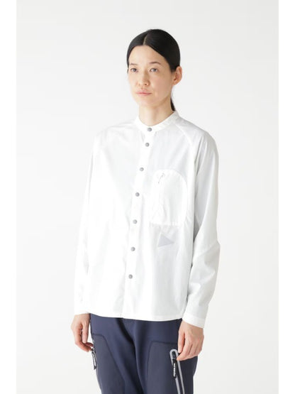 Women's fleece bas band collar shirt #030/white [4253121]｜and wander