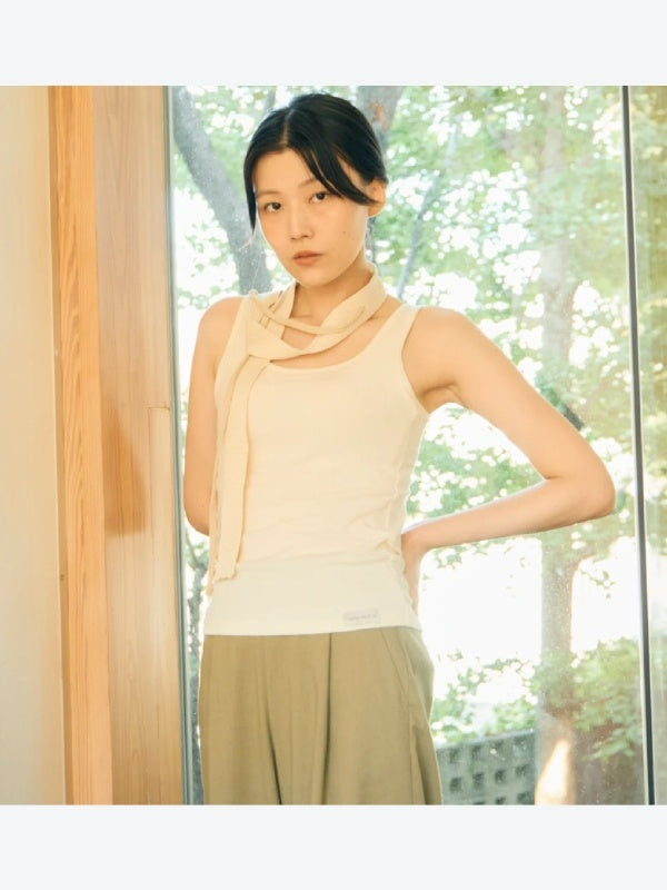 Ribbed 3D Bra Tank #White Wool [NV25022]｜one nova