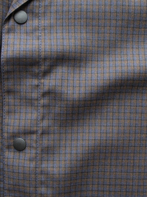 Women's Merino Short Sleeve Shirt #Blue x Brown Check｜山と道