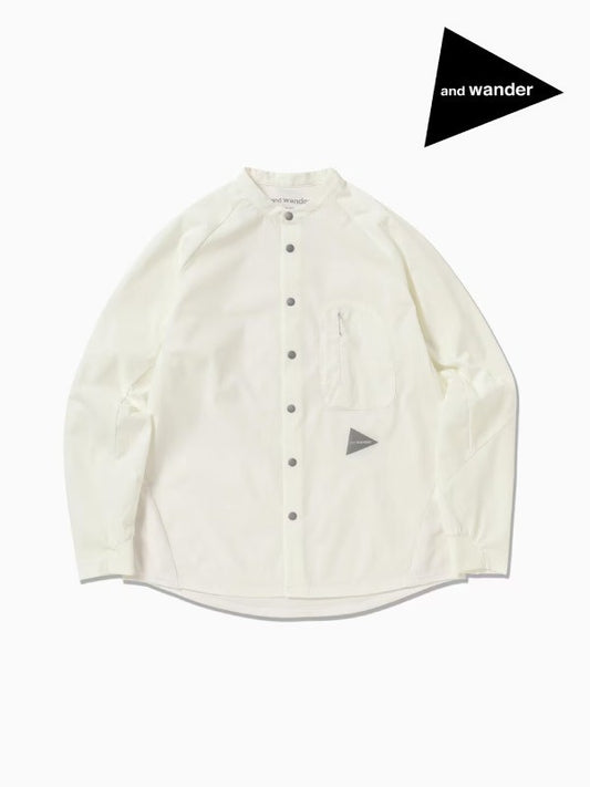 Women's fleece bas band collar shirt #030/white [4253121]｜and wander