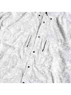 TRIPLE CROWN BUTTON DOWN LONG SLEEVE #WHITE AND BLACK TOPO [TC’BDPB-LS2]｜Jolly Gear